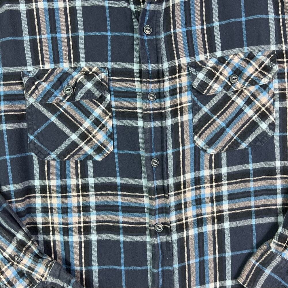 Original Weatherproof Flannel Shirt Men's Size Medium Blue Plaid Button Down - Picture 5 of 10